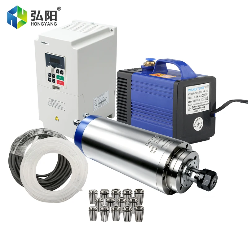 DETON Water-Cooled Spindle Motor Set 3.2KW ER20 220/380V Spindle Inverter Fixture Combination For CNC Milling Machines