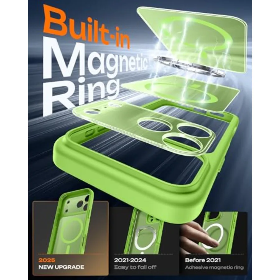 حافظة هاتف شفافة غير لامعة مقاس 17 برو 6.3 بوصة مع حماية كاملة للكاميرا وحلقة مغناطيسية مدمجة متوافقة مع Magsafe #3