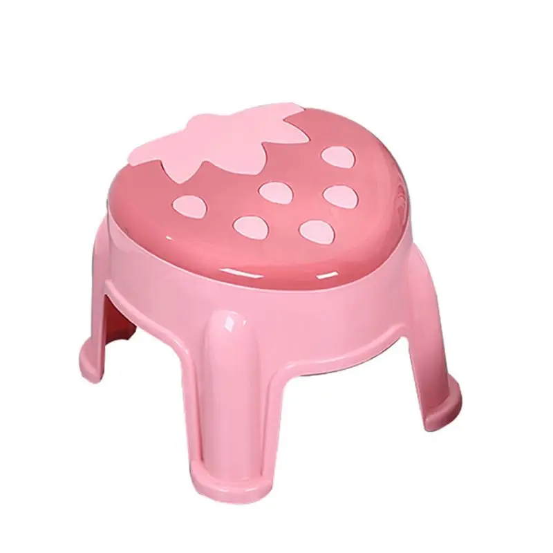 Bathroom Plastic Children's Stool Strawberry Thickened Anti-slip Shoe Changing Stool Kid's Stepping Bench Stable Bedside Stools