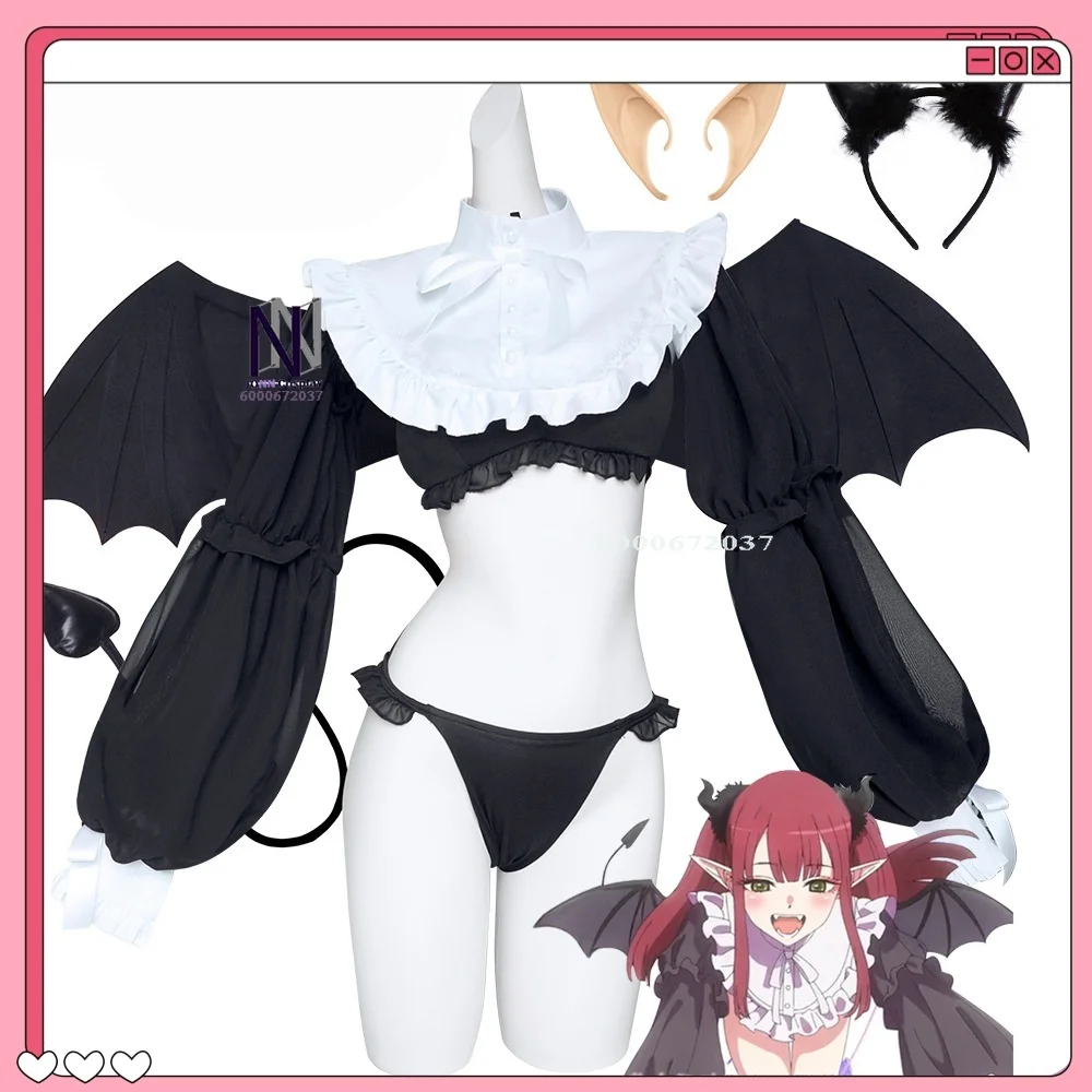 

My Dress-Up Darling Marin Kitagawa Rizu-kyun Succubus Form Cosplay Costume Demon Two-dimensional Full Set Anime-style Black Cute