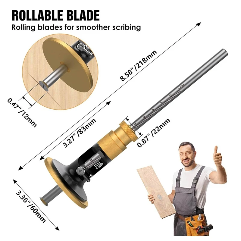 A7THK-ホイールマーキングゲージ、木工ダブテールスクライビングゲージ、スクライバーマーキングツール、木工プロジェクトに不可欠なツール