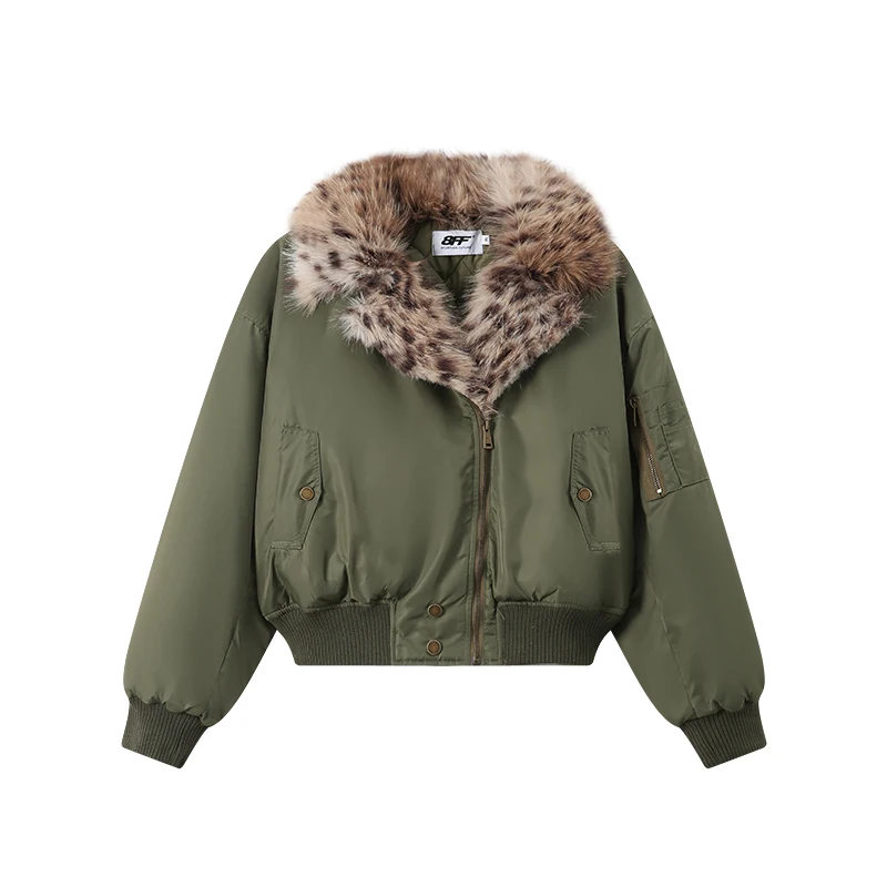 موضة شتاء 2025 معاطف جديدة بطبعة الفهد وياقة من فرو المنك الصناعي سترات سميكة للرجال مزخرفة بجيب عصري سترات بسحاب #3