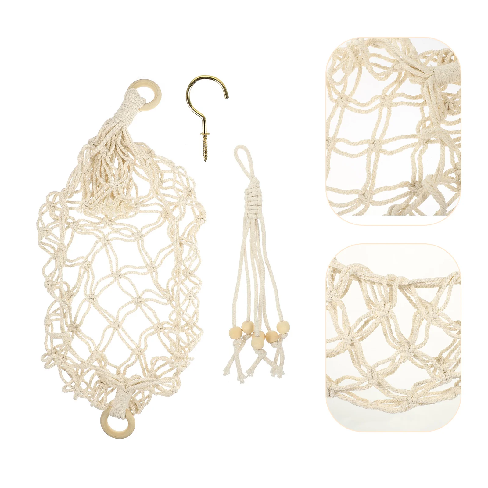 

1 set 1 Set Banana Holder Fruit Hammock Woven Net Bag Kitchen Organizer Hanging Vegetable Cotton Rope Home Accessory Decorative