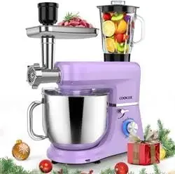 Cooklee 6-in-1 Stand Mixer, 8.5 qt. เครื่องผสมอาหารไฟฟ้าอเนกประสงค์พร้อมอุปกรณ์เสริม9ชิ้นสำหรับพ่อครัวส่วนใหญ่