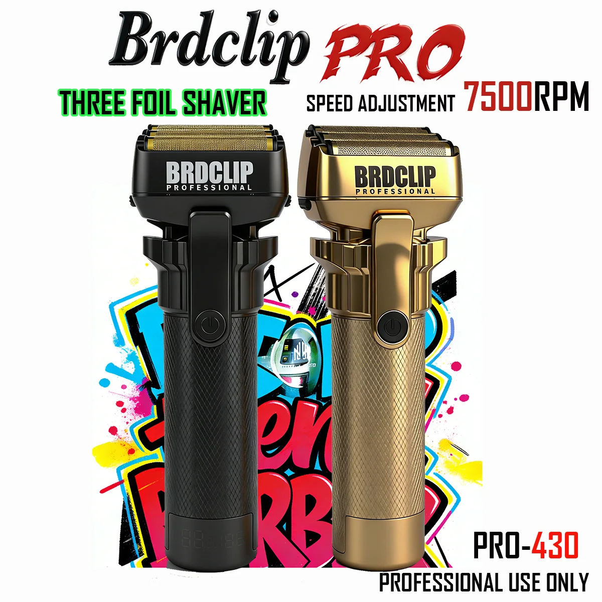 

BRDCLIP PRO Barber Professional Titanium Three Gold Foil Shaver Hair Trimmer Whitener Edger Sideburn Polishing Machine for Man