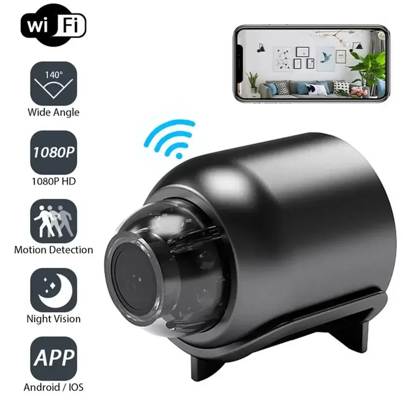 Mini caméra de surveillance intérieure IP WiFi HD 1080p, dispositif de sécurité sans fil, babyphone vidéo, vision nocturne, enregistreur audio