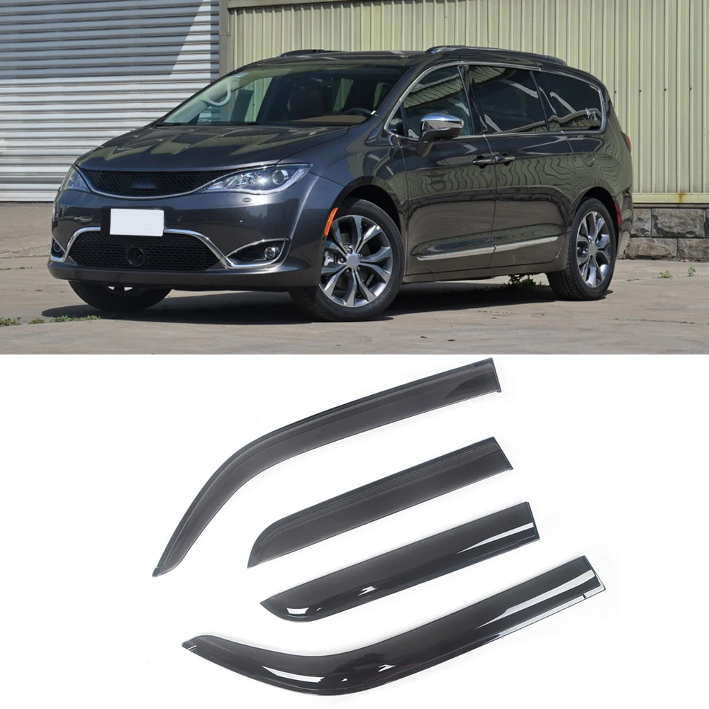 

For Chrysler Pacifica 2004-2018 Auto Black Tinted Car Side Window Visor Guard Vent Awnings Shelters Rain Guard Door Ventvisor