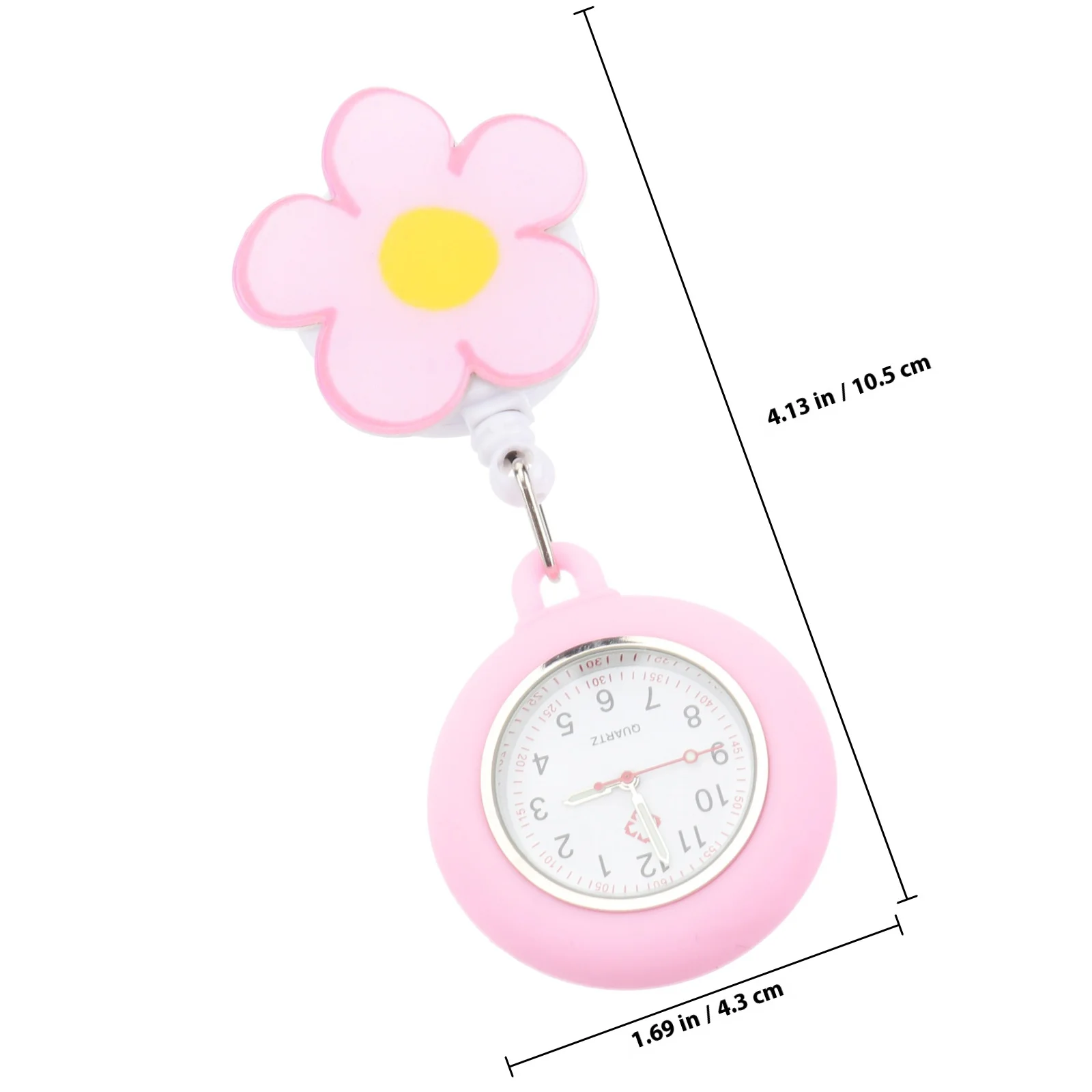 Pocket Watch for Nurses Luminous Clip-on Design Medical Staff Gift Cartoon Pattern Easy-to-Clean Portable Quartz