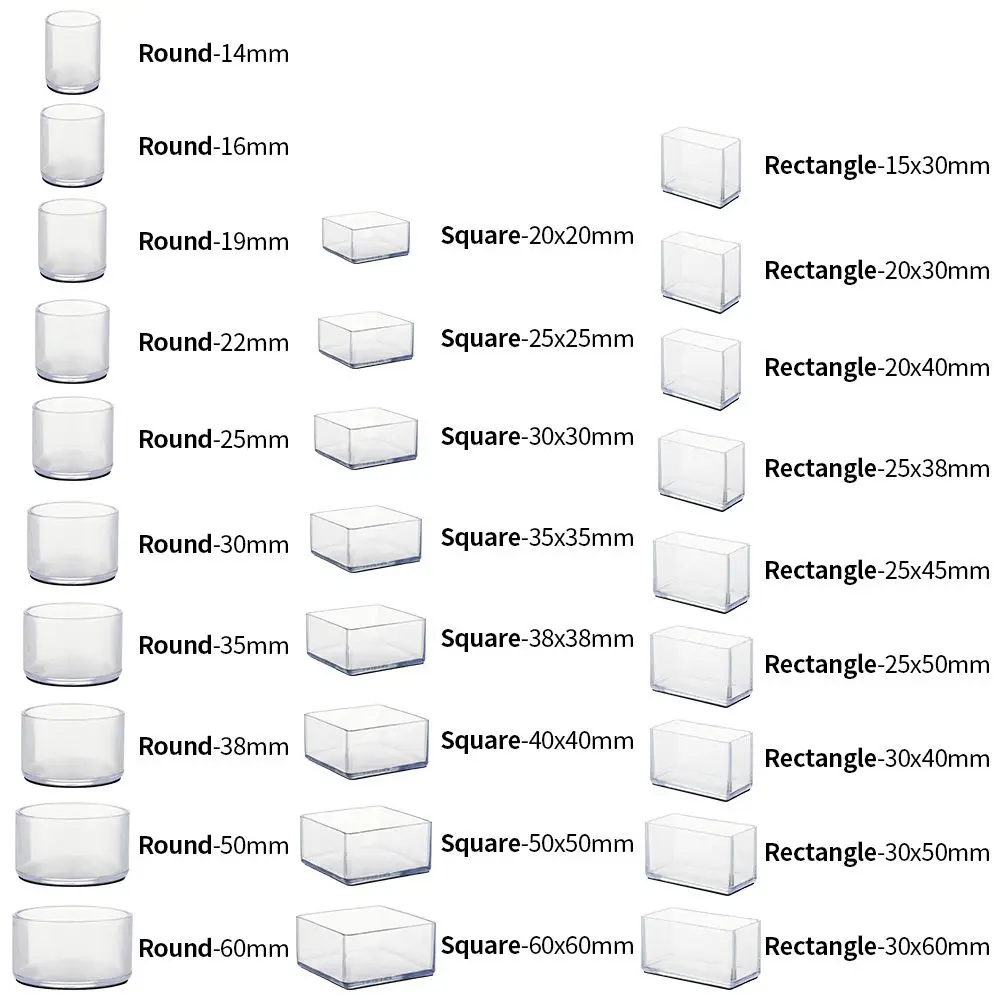 4 Stück Stuhlbeinkappen, quadratisch, rechteckig, Gummifüße, Schutzpolster, Tischdecken, Socken, Rohrstopfen, Staubschutz, Möbel-Nivellierfüße