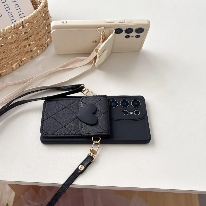 Liebeshülle für Samsung Galaxy S25 Ultra S26 S22 S23 S24 Plus S20 FE A56 mit Ständer, Riemen, Kartenfach, Umhängeband und weicher Abdeckung – Detail 4