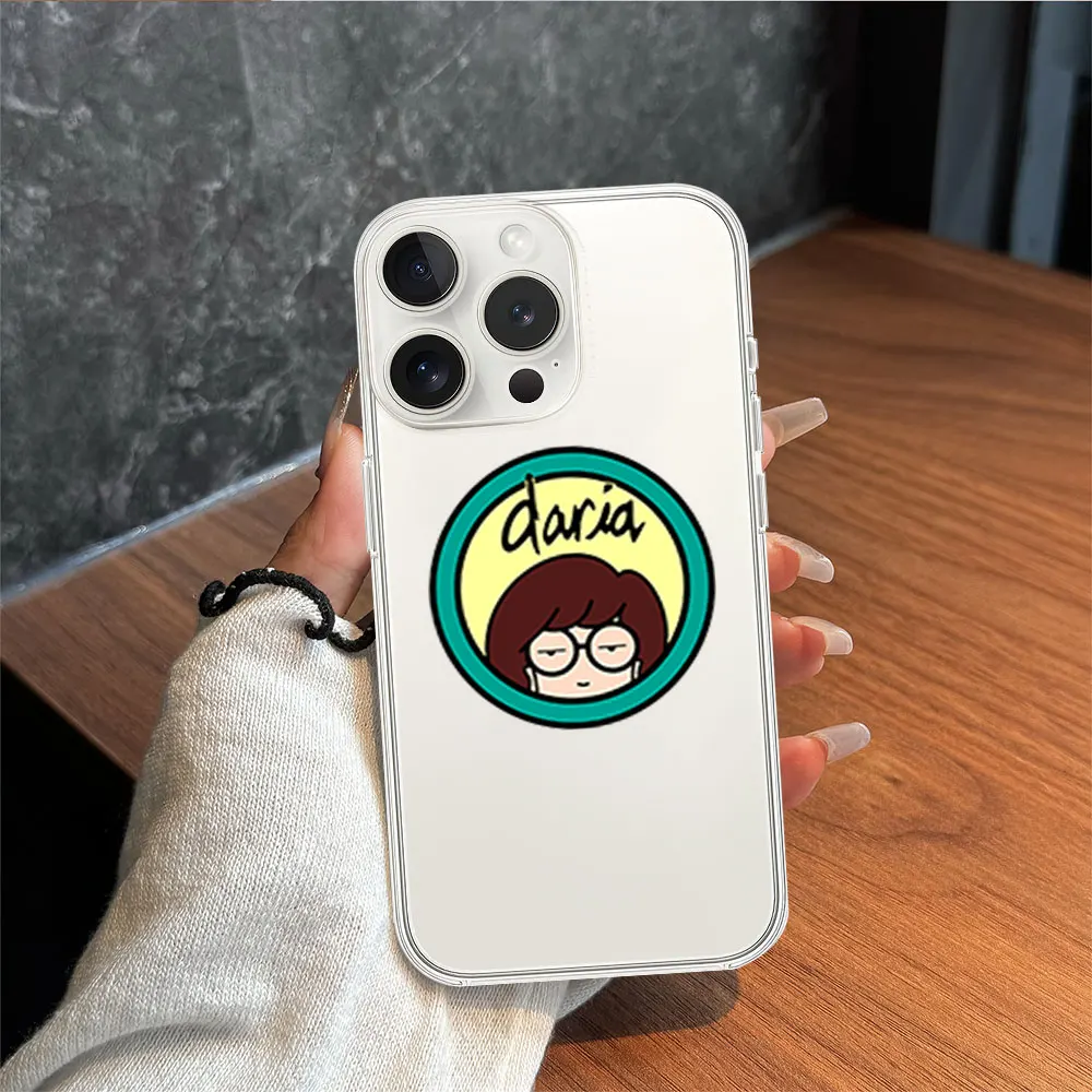 Funny D-Daria Cartoon Phone Case for iPhone 11 12 13 14 15 16 Max Pro Plus Transparent Soft Shell