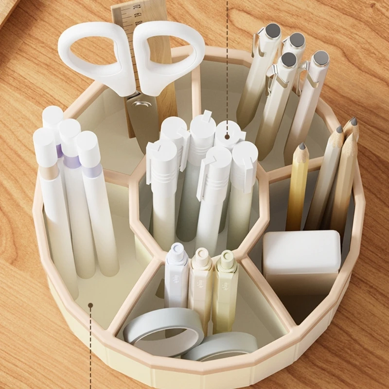 回転ペンホルダーデスクオーガナイザー 6 コンパートメントペンオーガナイザー大容量ペンホルダーアートサプライオーガナイザー Holde