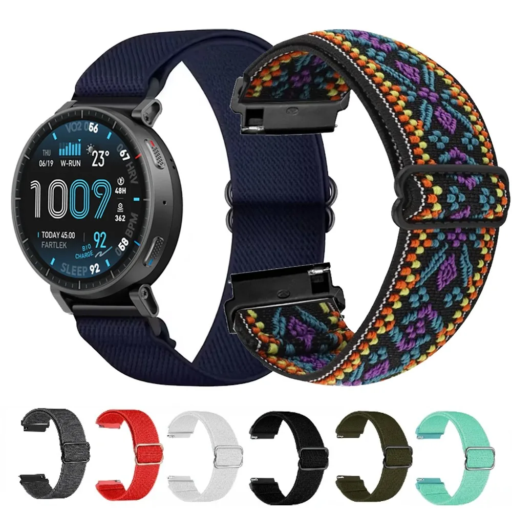 22mm 20mm Nylon Strap for Samsung Galaxy Watch7 6 5 4 Huawei Watch GT6-5 46mm Amazfit Active Max Adjustable Fabric Elastic Belt