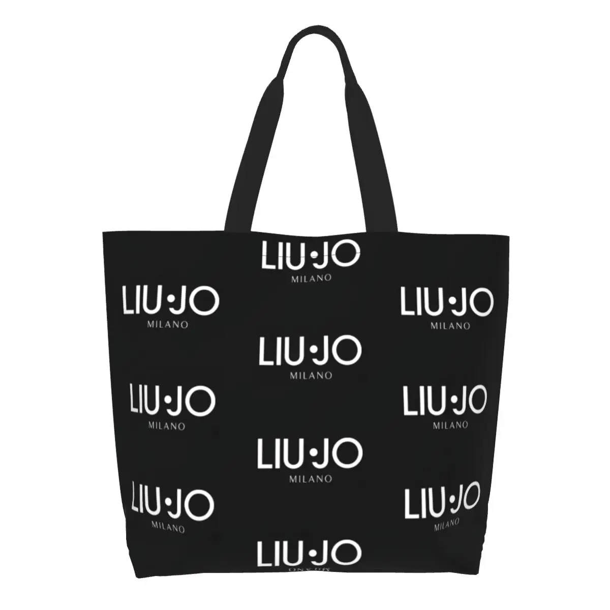 Custom Liu Jos Logo Groceries Shopping Bag Cute Print Canvas Shopper Shoulder Tote Bag Big Capacity Washable Handbag