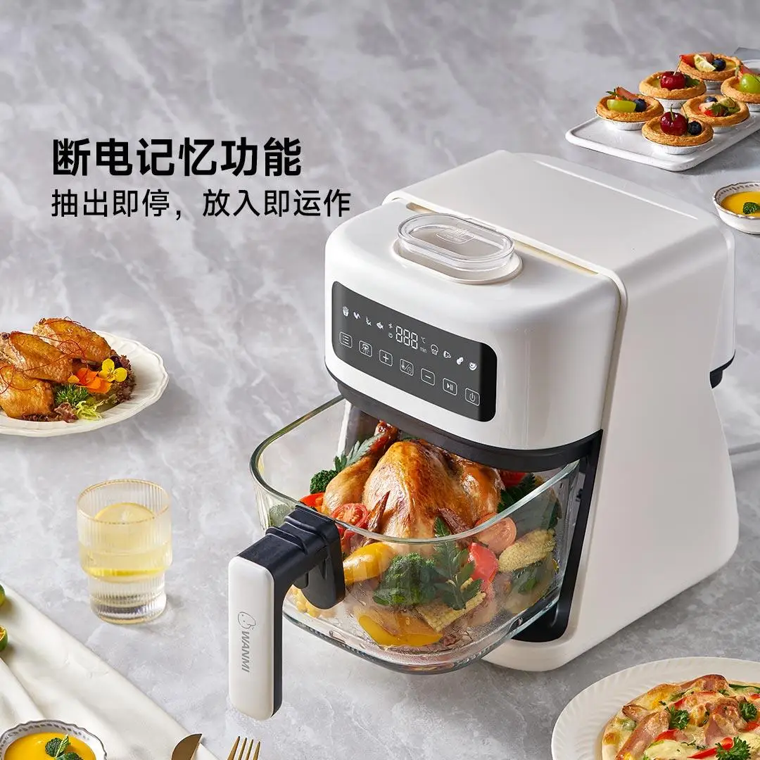 WANMI 220V 1400W 4.5L مقلاة هوائية مرئية من نوع الرش 360 °   رذاذ الماء البصري ثلاثي الأبعاد بشاشة كبيرة تعمل باللمس