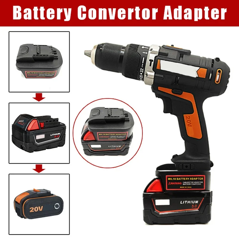 MWB18OWL Adapter Converter Can Use For Milwaukee 18V Lithium Battery On For Worx Orange Small Foot Electric Power Tools WA3550