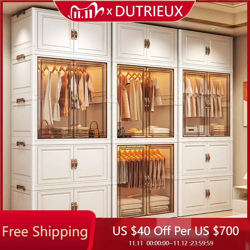 

Door Luxury Wardrobe Storage Bedroom Organizer Partitions Space Saving Cheap Simple Closet Clothes Vestidores Trendy Furniture