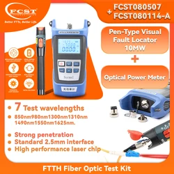 Fcst 2 stücke ftth Glasfaser-Testkit Stift-Typ visuelle Fehlerortungssor10mw und Glasfaser-Leistungs messer-70db-1 Kabel tester