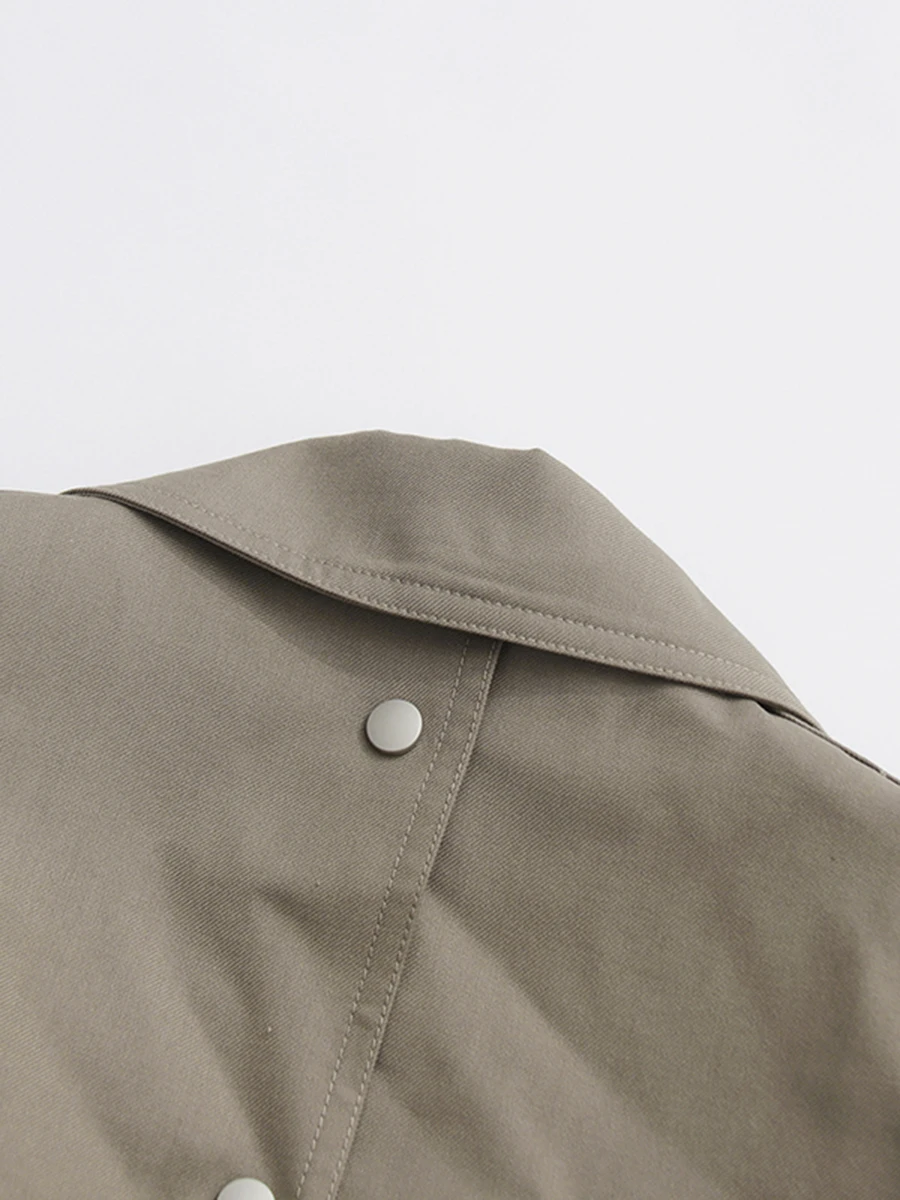 CHICEVER Khaklgray Spliced Sashes Office Lady Jacket Female Lapel Long Sleeve Streetwear  Women's Jackets Autumn Style Fashion