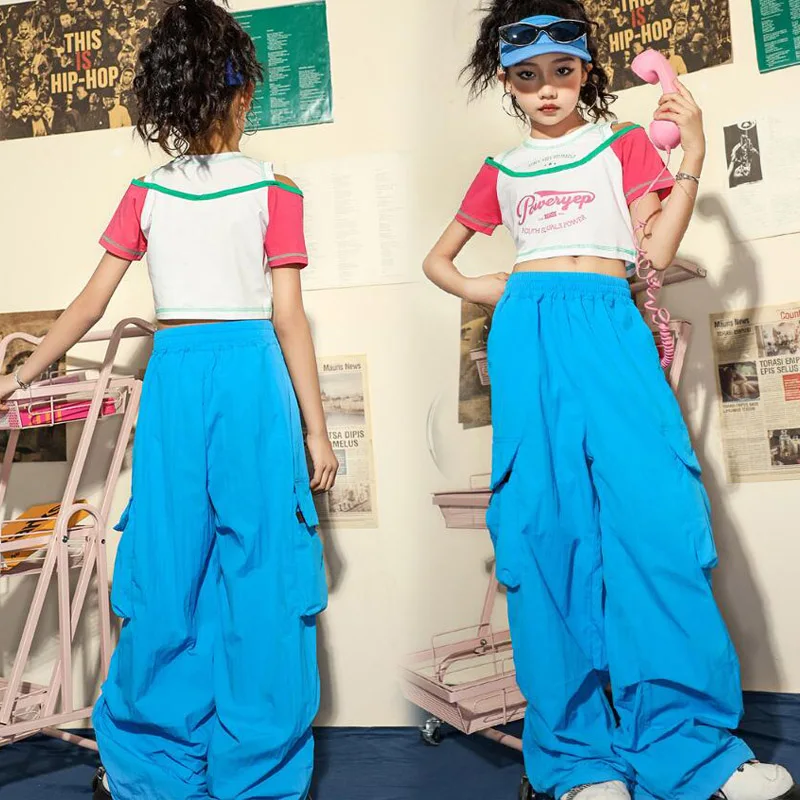 Pantalon cargo à poches pour filles, vêtements Hip Hop pour enfants, court et précieux, costume de danse jazz pour adolescents, vêtements de rue, jaune, décontracté