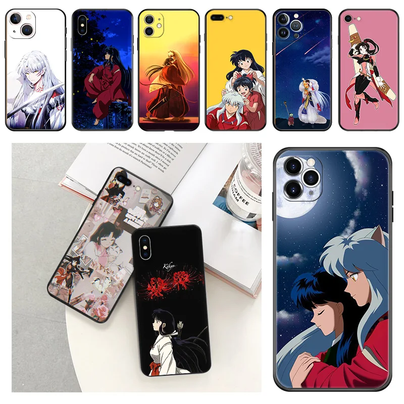 Phone Case For iphone 16Plus XR XSMax 15 14 13 12 11 16 Pro Max Mini 7 8 15Pro Inuyasha Sesshomaru Black Soft Protective Cover