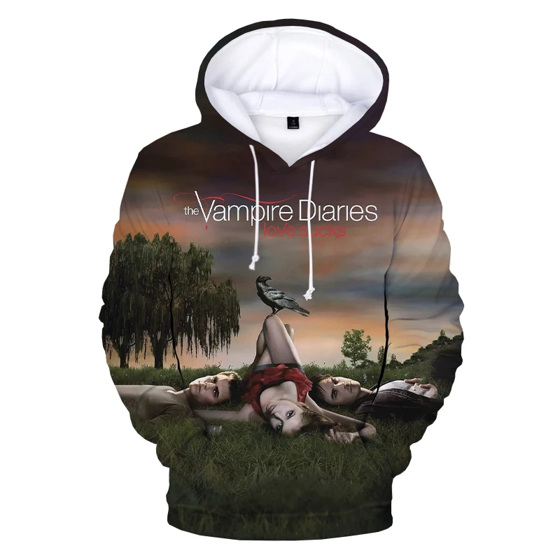 2023 NEW The Vampire Diaries 3D Hoodies TV Series Harajuku Streetwear Hoodie Sweatshirts Men Women Fashion Casual Pullover