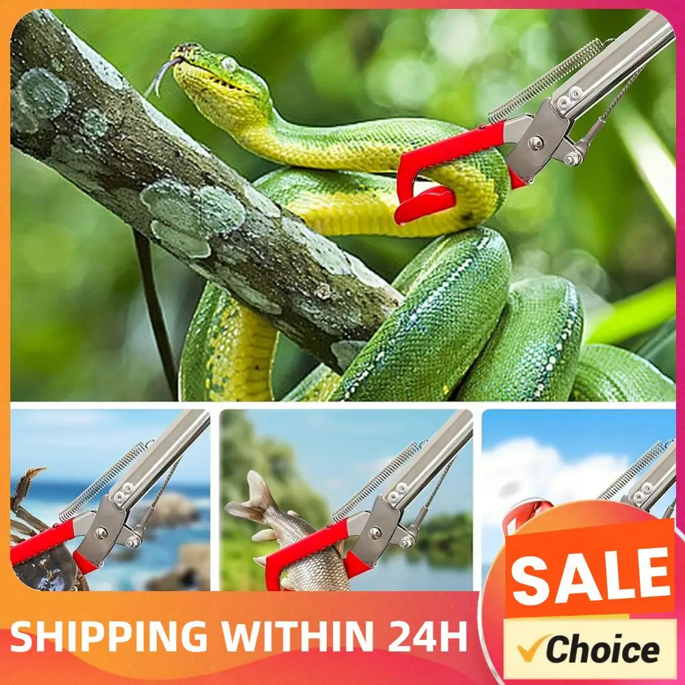 1.5M Foldable Snake Tongs Snake Hook Catcher Stainless Steel Snake Hook Pliers Pick Up Tool To Catch Loach Crab Rubbish Clip