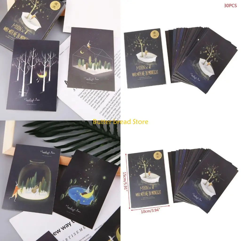 

W89C 30 шт. винтажная светящаяся открытка светится в темноте лунного света поздравительная открытка N