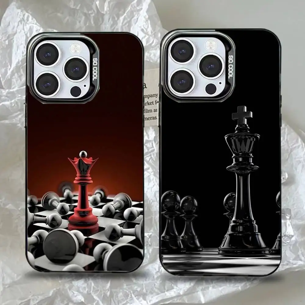 

Chess Kings Phone Case For iPhone 16,15,14,13,12,11,Pro,Max,Plus,Mini,XS,SE Anti Fall Black Matte Hard Bumper