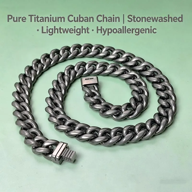 2026 Trendy Men's Titanium Necklace: Stonewashed Denim-Style Bold Chain | Anti-Allergic, Never Oxidize | Hip-Hop Jewelry Gift