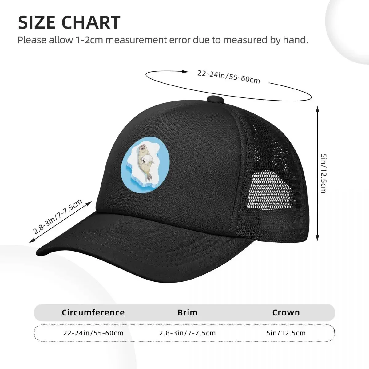 Cute Seals Family Cartoon Character Mesh Baseball Caps Snapback Baseball Hats Casual Casquette Outdoor For Men's And Women's