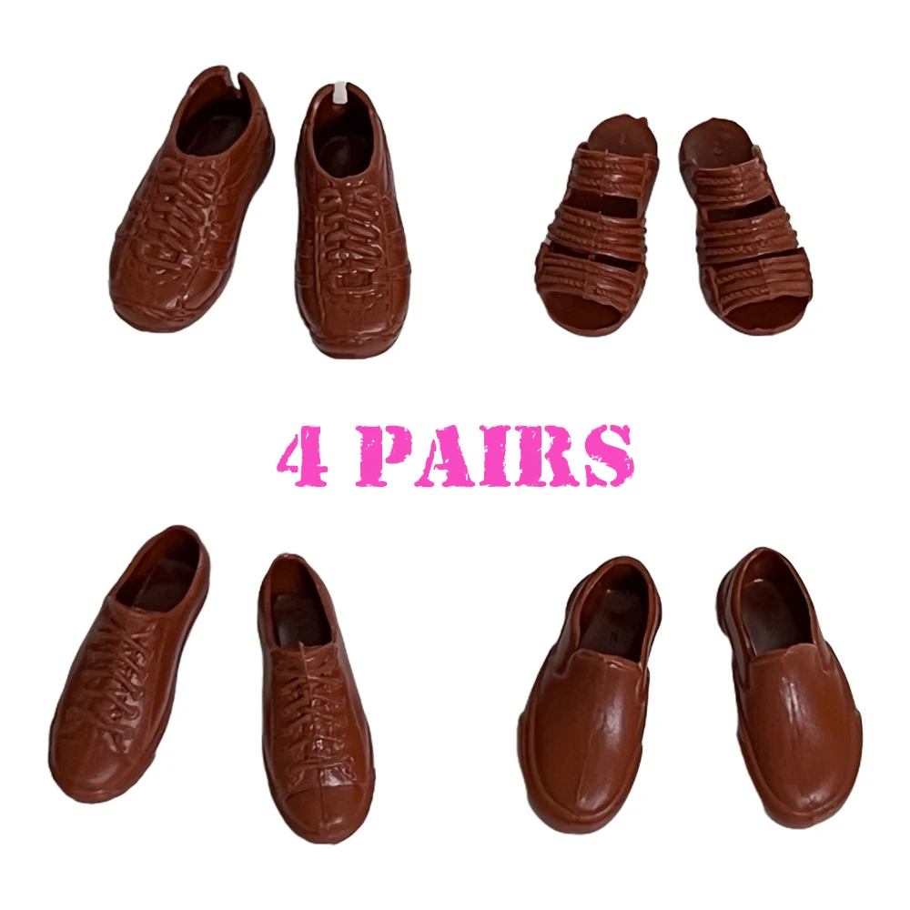 NK 4 Pairs Different Styles Brown Prince Shoes High Quality Sandal For Barbie Doll Accessories Friend For Ken Doll Baby DIY Toy