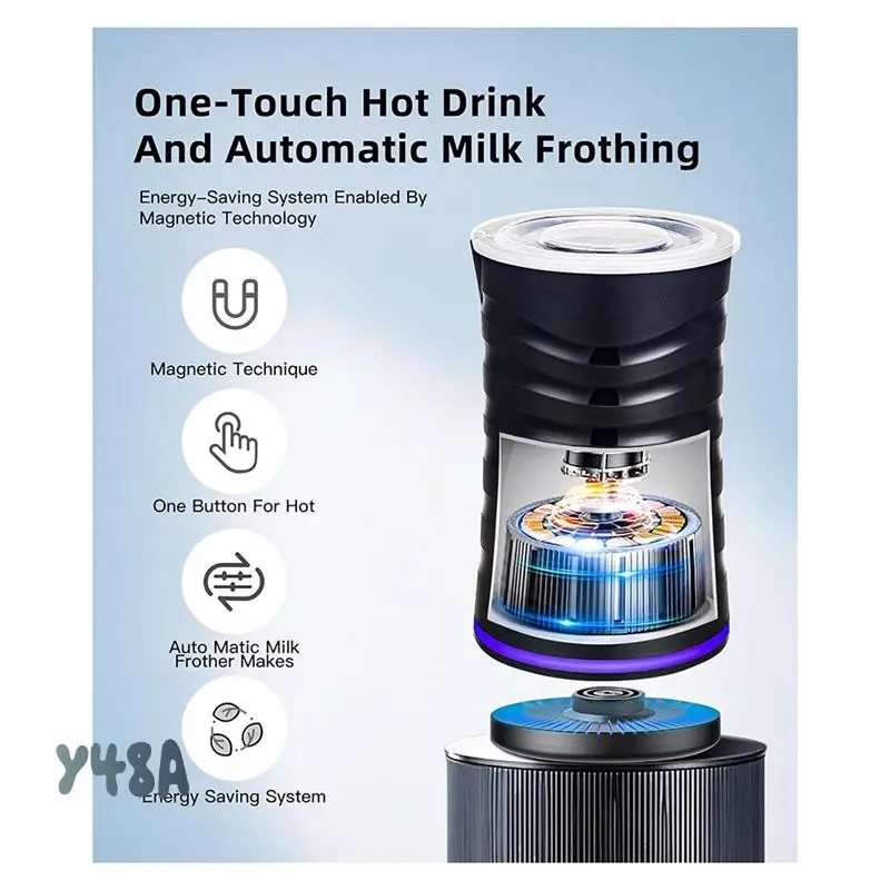 

Electric Milk Frother With Non-Stick Coating For Hot And Cold Milk Frother,Automatic Shut-Off,For Coffee,Milk Eu Plug-Y48A