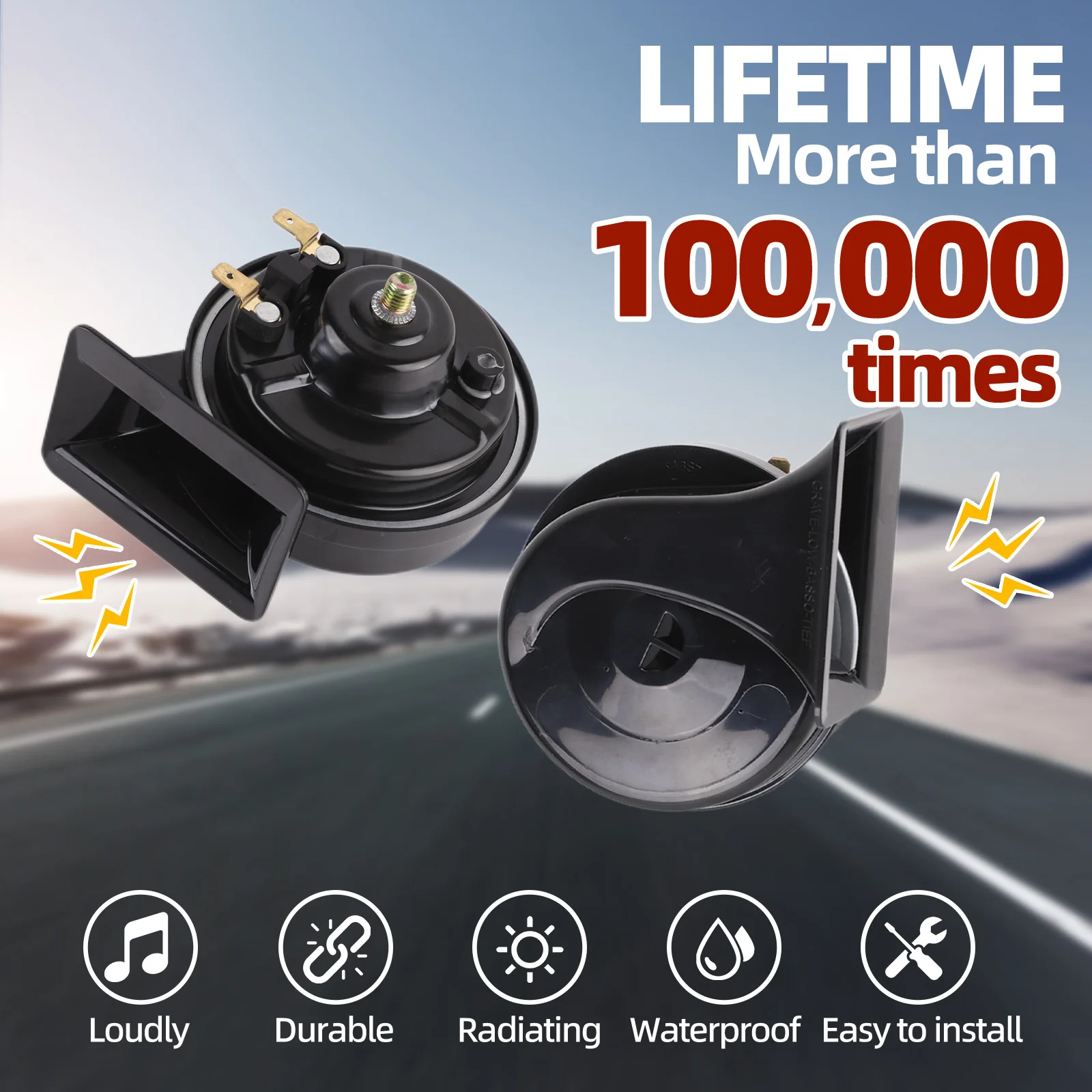 

Bocina Car Speakers 12V Snail Horn Dual Tone Waterproof Powerful Car Horn Loud High Quality For Car Truck Van Motorcycle