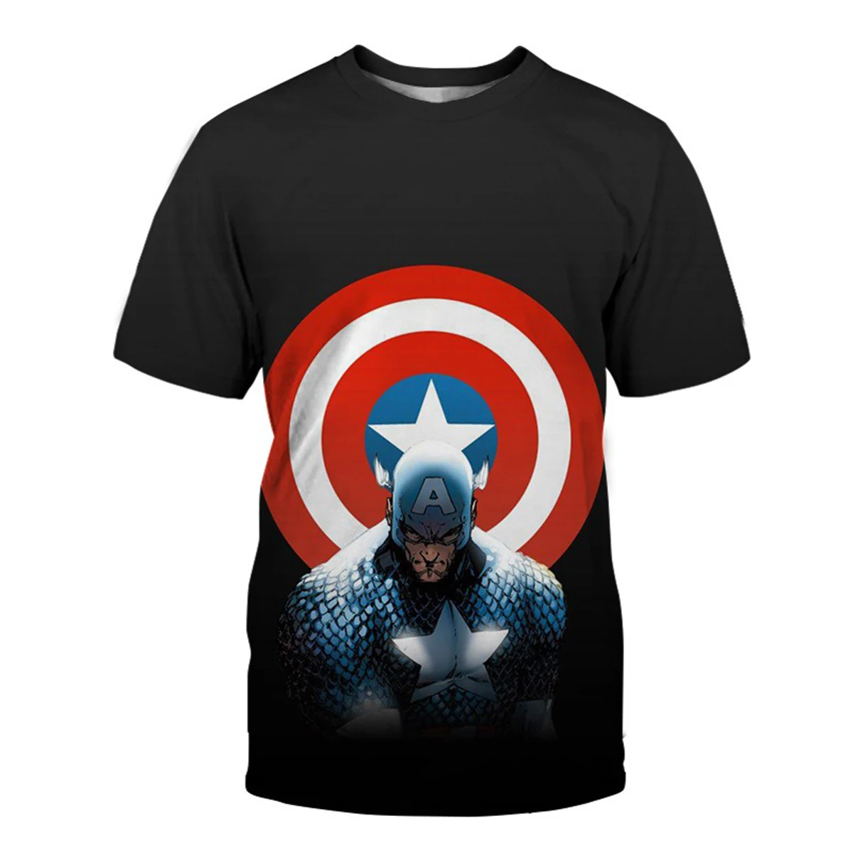 تي شيرت Marvel Captain America Fashion 3D مطبوع للرجال صيفي جديد Avengers 3D مطبوع كاجوال مريح بأكمام قصيرة #1