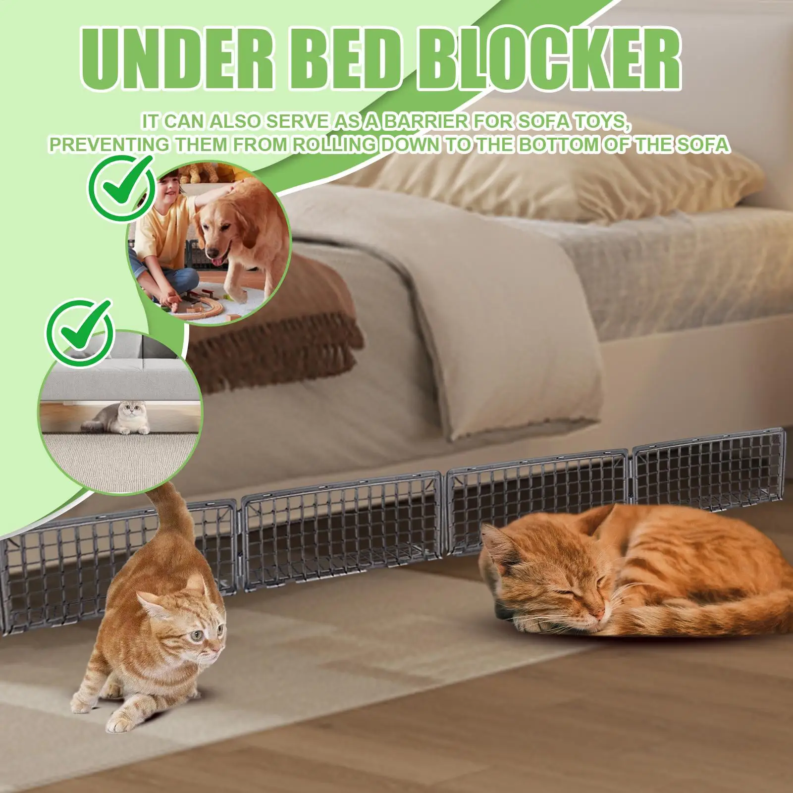 

Блокировщик под кроватью, стопоры вещей, блокировщик под диваном, защитный 12-компонентный стопор для домашних животных, гостиная, игровая комната, мебель для дома