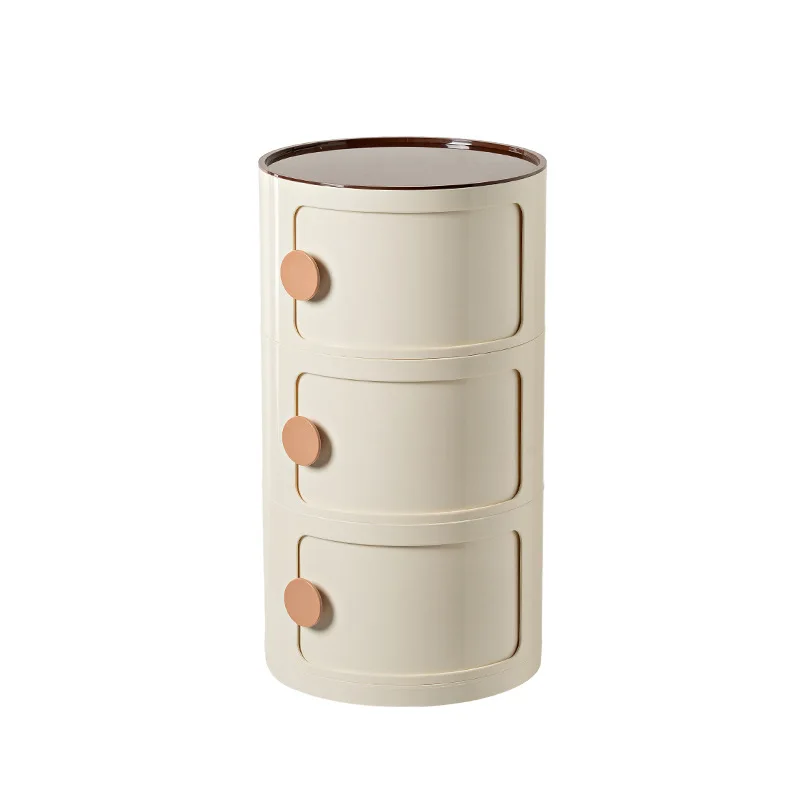 

Nordic bedside table, round household simple creative bedroom storage cabinet plastic cartoon small cabinet