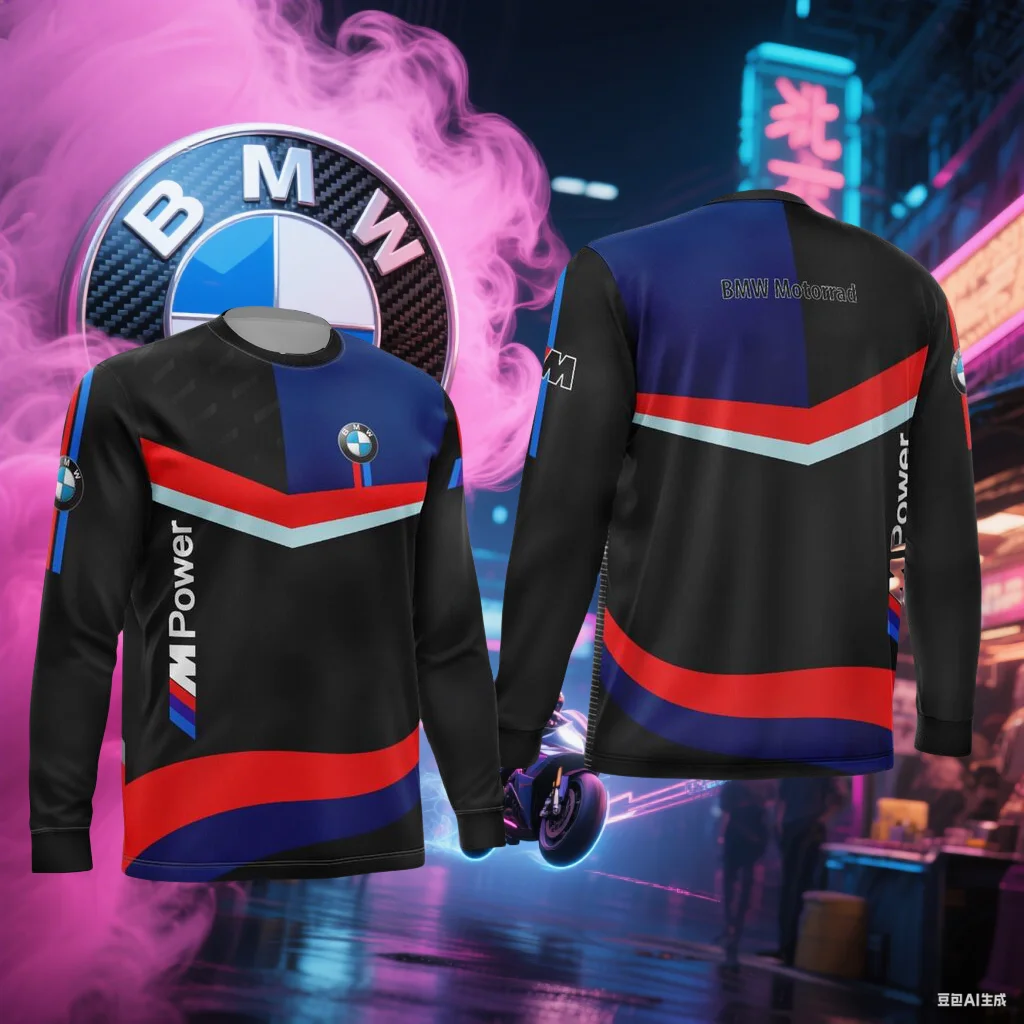 

BMW Print T-shirt Summer BMW MOTORRAD T-shirt Men's Long-sleeved T-shirt Sweat-absorbing Breathable Quick-drying Moto T-shirt