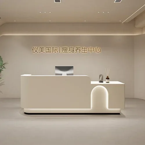 Y Simple Beauty Salon Cashier Clothing Store Bar Clinic Company Organization Reception Desk Stoving Varnish Cabinet