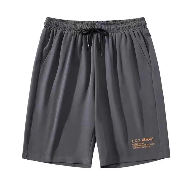 

Pure Color Baskeall Sports orts Men's Summer Loose Versatile Ultra-Thin Qui-Dry Ice Silk Pants Five-Quarter Length