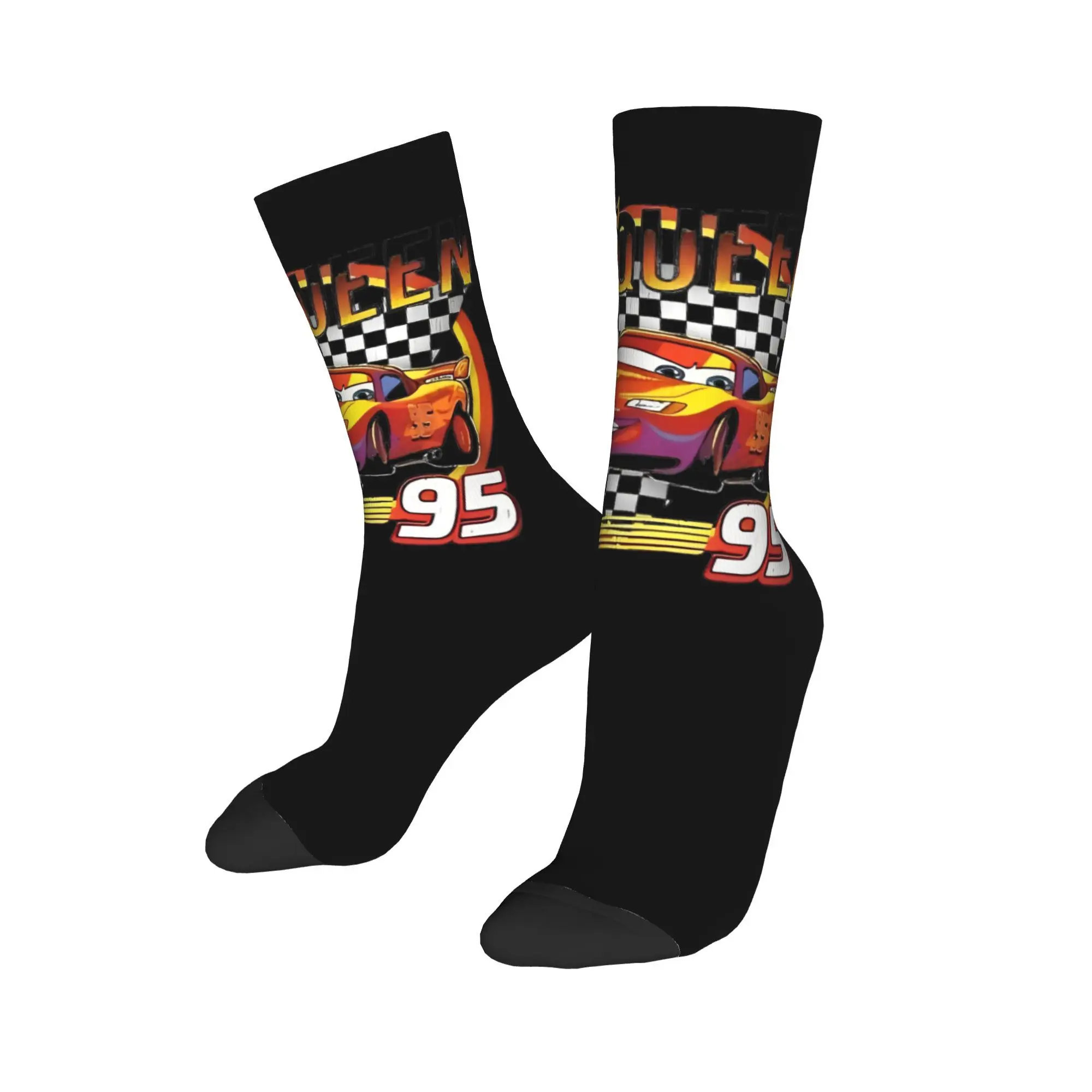 Cars Lightning Mcqueen Number 95 Socks Men's Women's Casual Cartoon Socks Novelty Autumn Winter Middle Tube Socks Gift Stockings