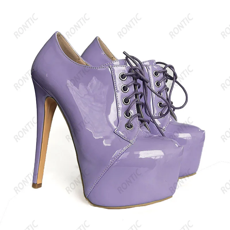 

Rontic Handmade Women Spring Pumps Platform Thin High Heels Round Toe Pretty Sky Blue Red Party Shoes US Plus Size 5-20