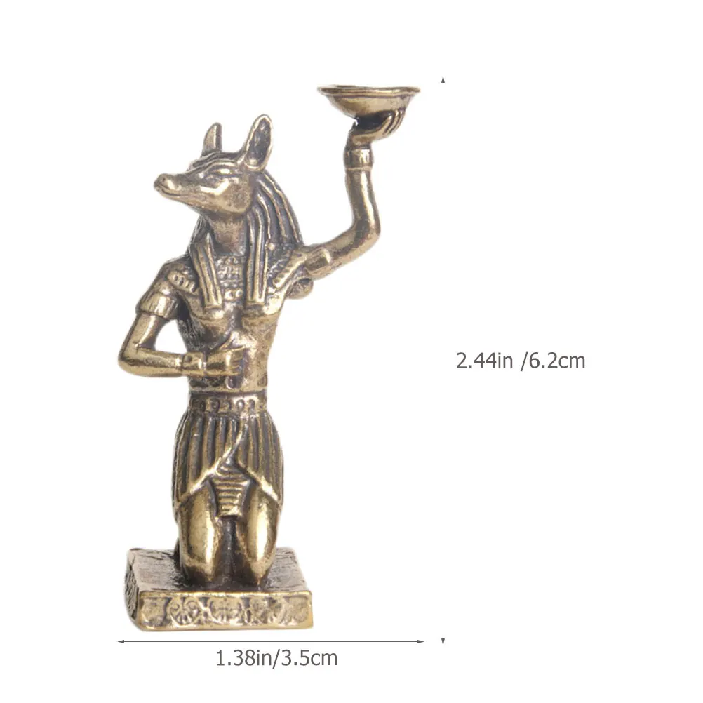Vintage Anubis Brass Statue Exquisite Egyptian Doghead Sculpture Holder Decor Ornament Home Office Desk Ornament Collection Gift