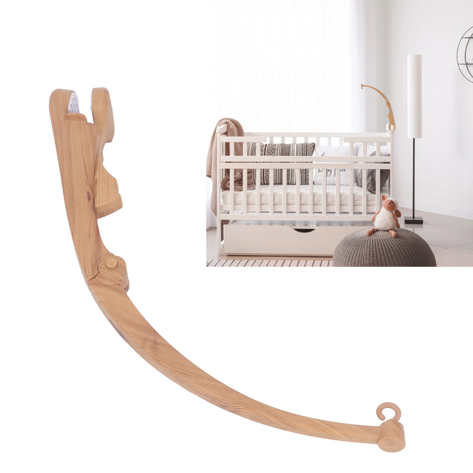 ZK40 Crib Mobile Arm Imitation Wood Grain Foldable Crib Mobile Holder Arm for Crib Toys Attachments