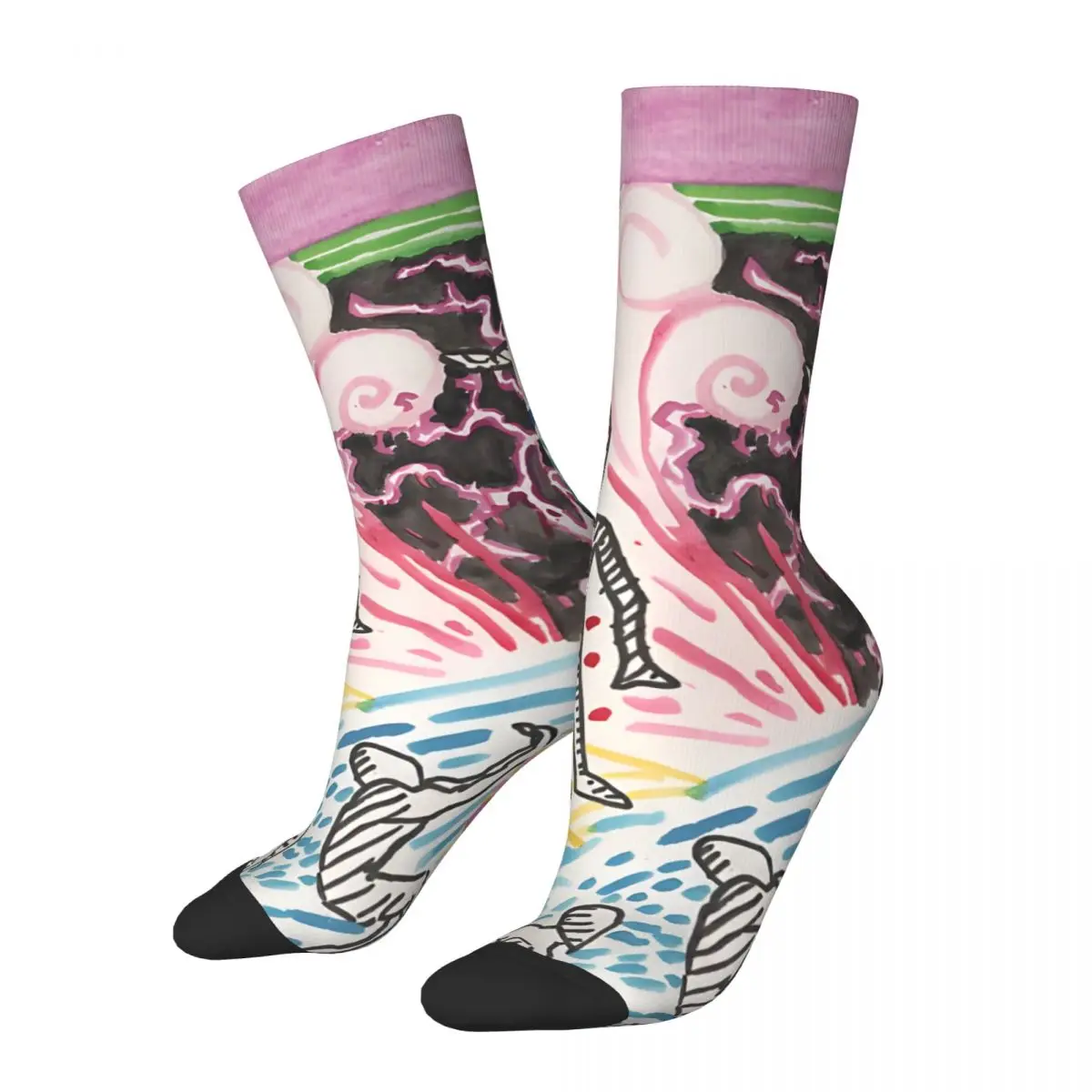 Skarpety męskie Expressive Motion Vintage Harajuku Street Style Novelty Pattern Crew Sock