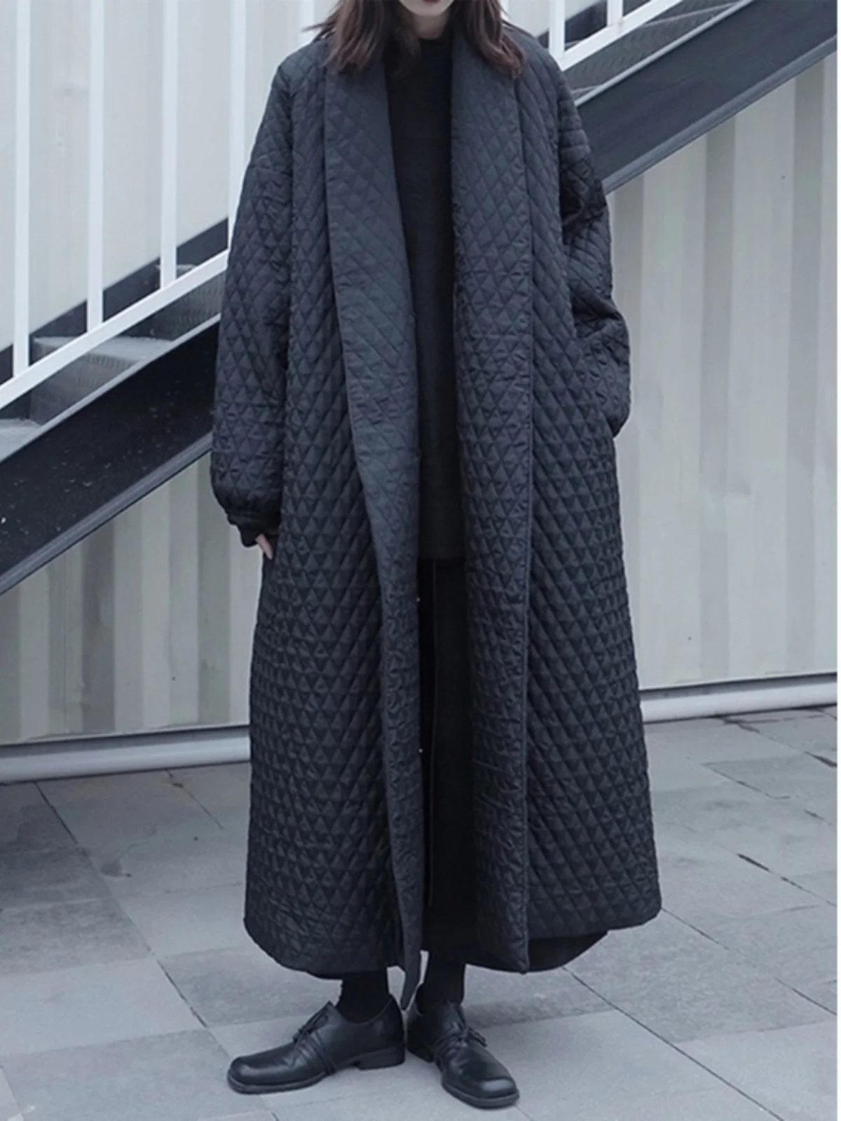 

Женское зимнее пальто из хлопка с ромбовидным узором, свободного кроя, больших размеров, в стиле ретро, для повседневной носки