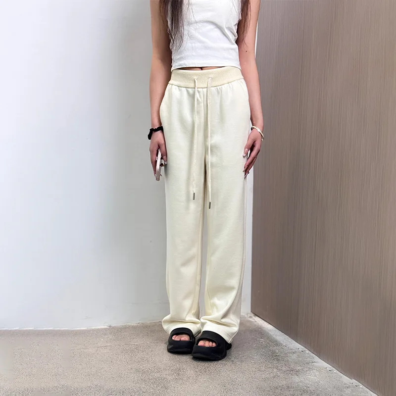 2025 Women's Casual Autumn New Style High End Hanging High Waist Solid Color Temperament Commuter Pocket Design Casual Pants
