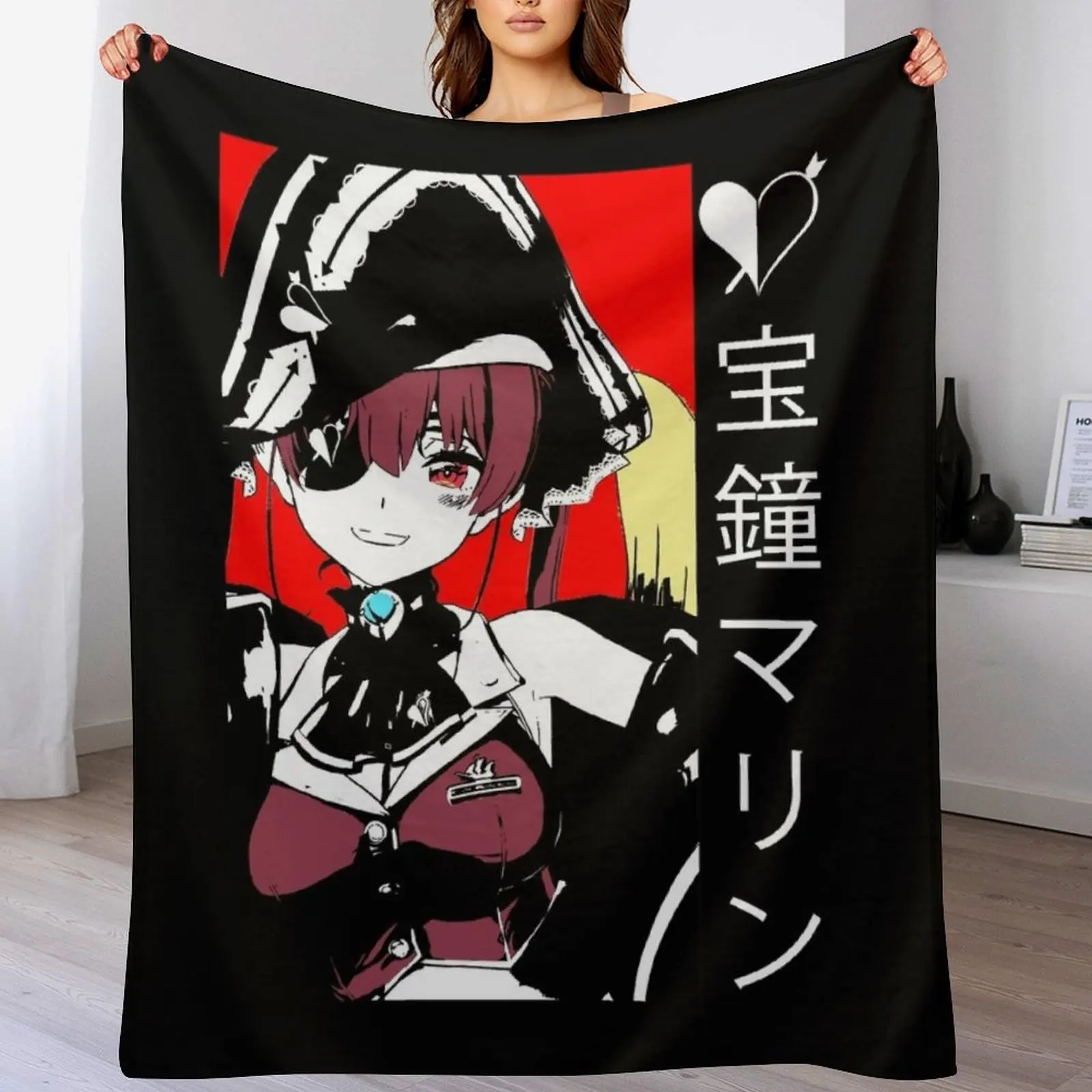 

Hololive Hoshou Marine Senchou Throw Blanket Warm Napping Blanket for Office Couch Bed