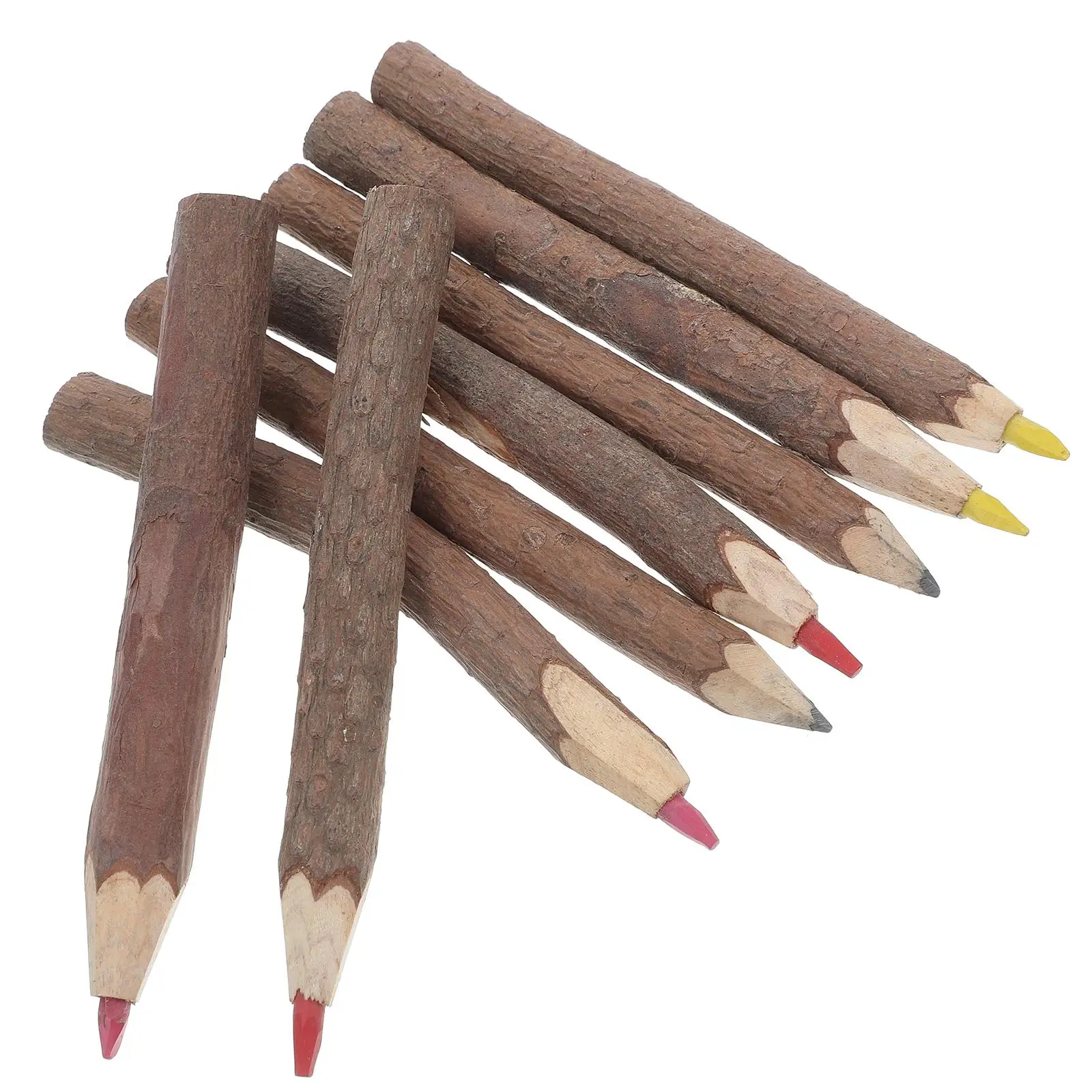 

8 Pcs Colored Pencils Leaf Shaped Sketching Twig Bark Safe Kids Students True Color Fine Texture Ideal Gift