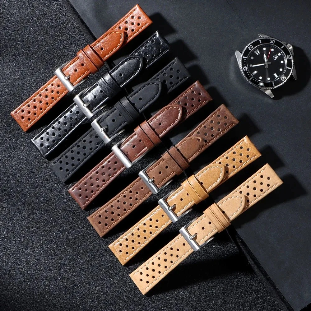 Ремешок из натуральной яловой кожи для Samsung Galaxy Watch 6 5 4, мягкий дышащий ретро-браслет для браслета Seiko 20 мм, 22 мм, 18 мм